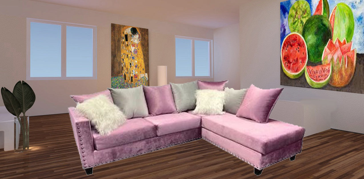 2019 Rose/Gold Pink Sectional Nailheads – Divine Decor Furniture