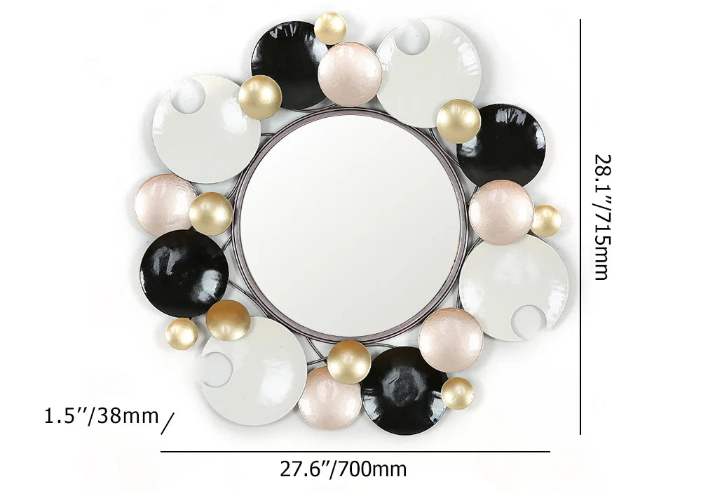 Modern 3D Round Plates Overlapping Metal Wall Mirror