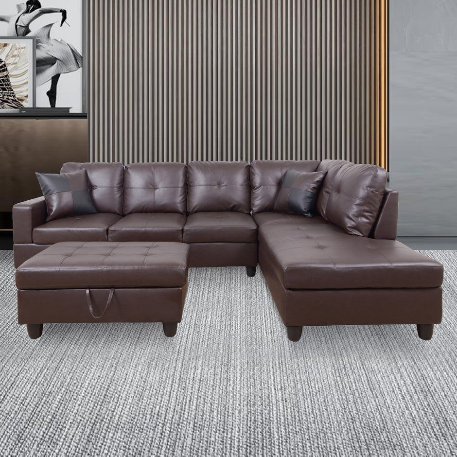 F093B PU Sectional + Ottoman Set