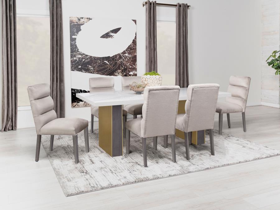 106651 Carrara Marble Top Dining Set