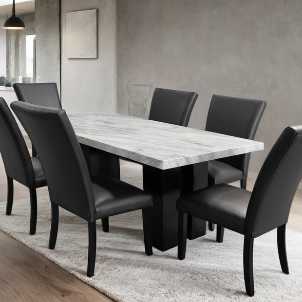1220 PU Faux Marble Dining Set