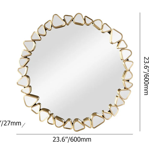 Modern Large Gold Round Pebble Wall Mirror Decor