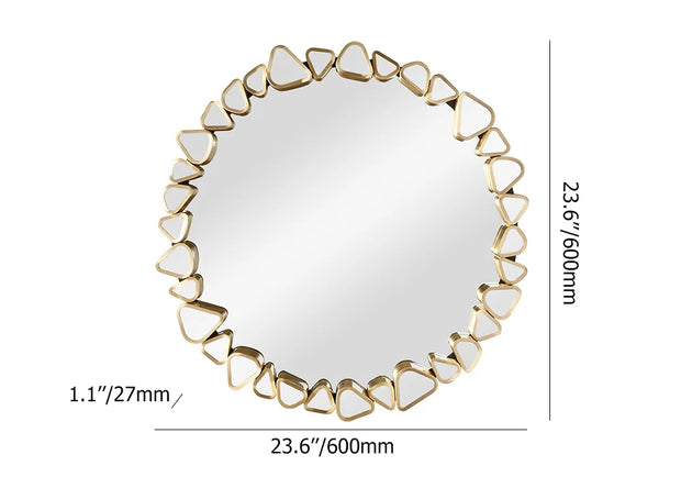 Modern Large Gold Round Pebble Wall Mirror Decor
