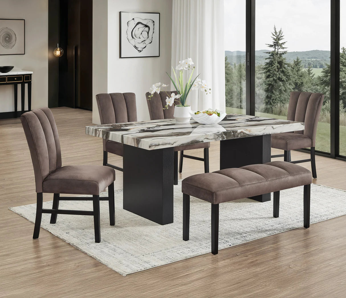 1420 VEGA FAUX MARBLE DINING SET