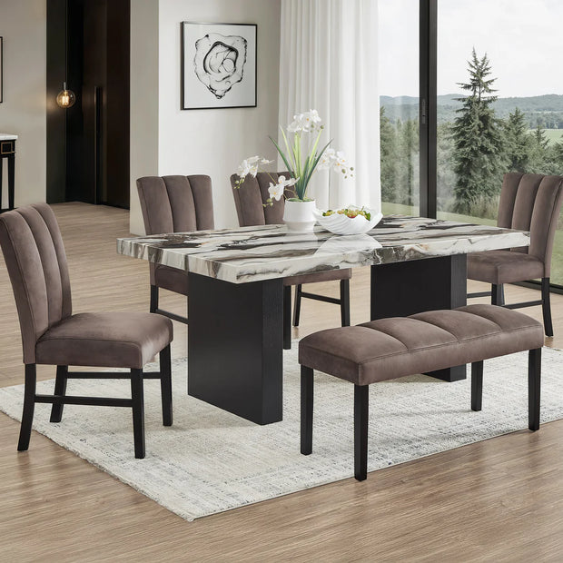 1420 VEGA FAUX MARBLE DINING SET