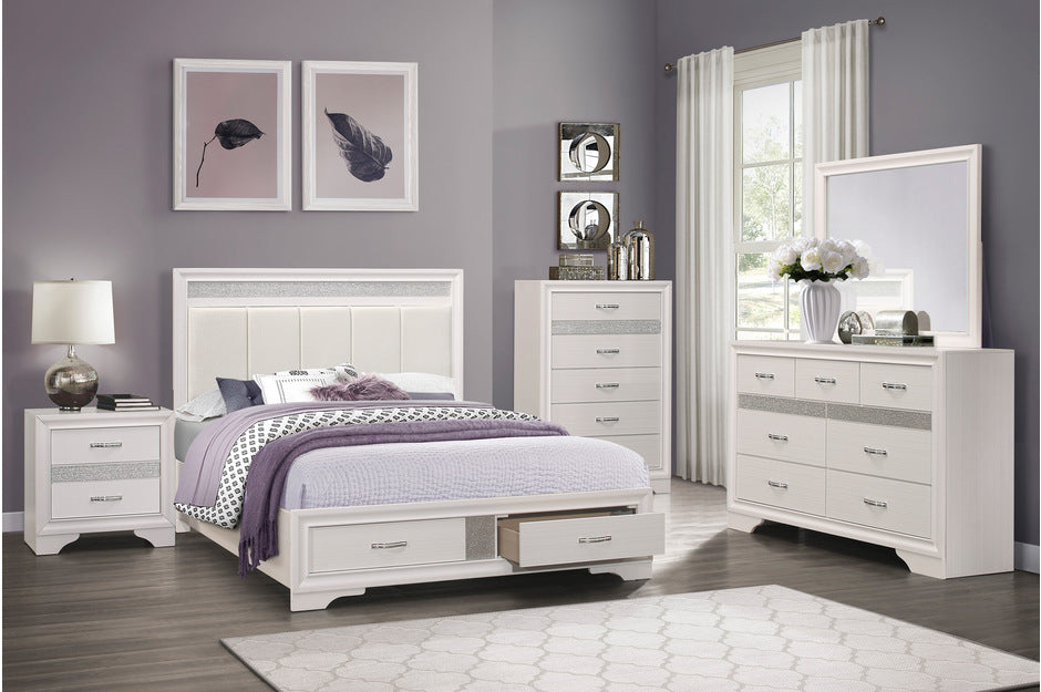 1505W Luster White Bedroom Set