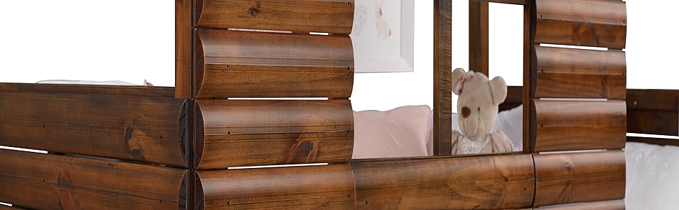 2103-TRWRS Twin Log Cabin Low Loft Bed With Drawers