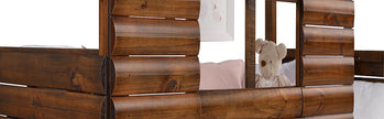 2103-TRWRS Twin Log Cabin Low Loft Bed With Drawers