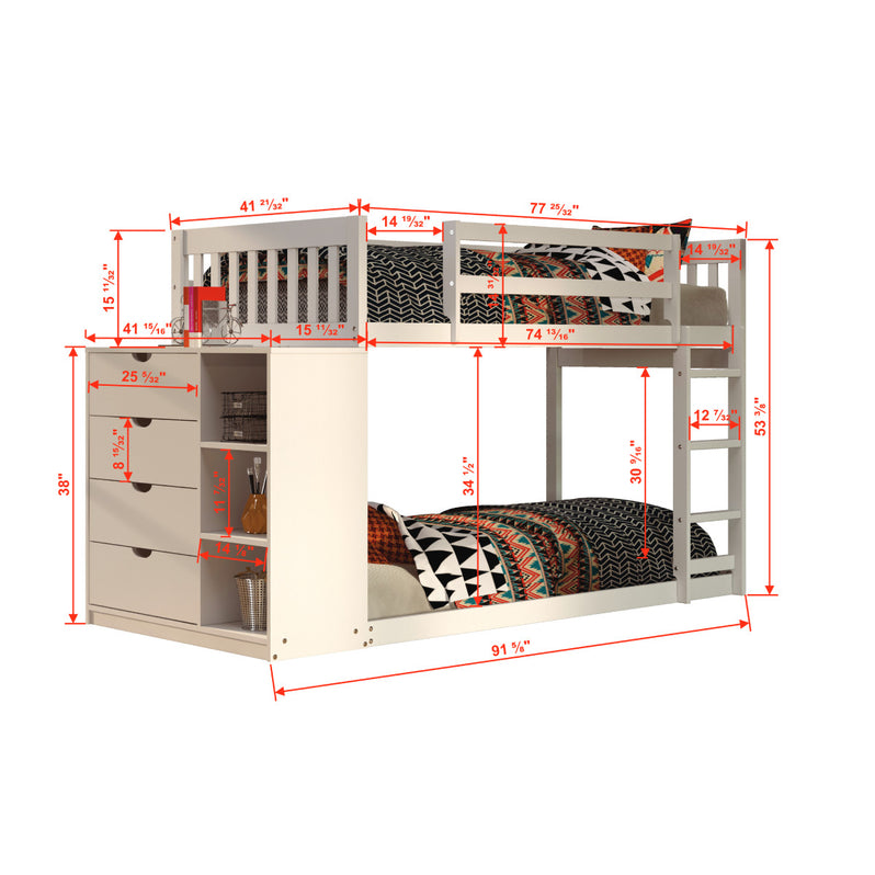 1600-TTW Twin/Twin Misson Chest Bunk