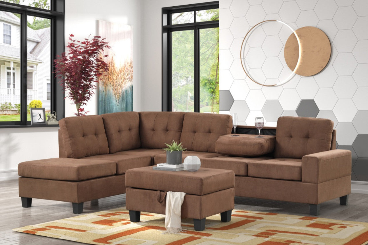 Sh3220 Brown Sectional + Ottoman