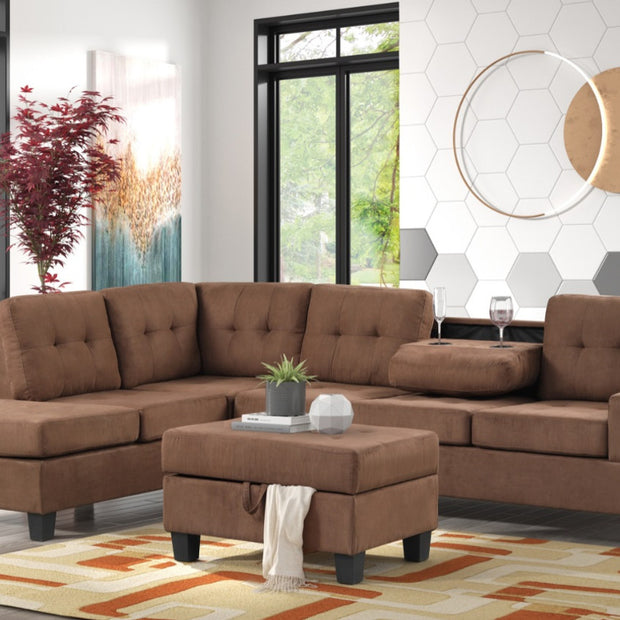 Sh3220 Brown Sectional + Ottoman