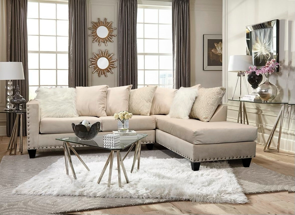 2019 Beige Sectional Nailheads
