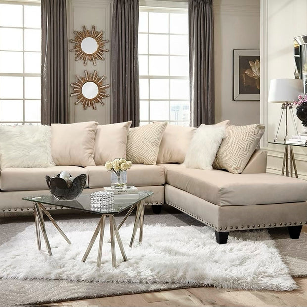 2019 Beige Sectional Nailheads