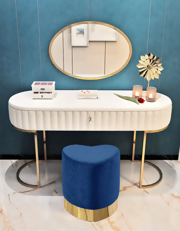 Heart Velvet Upholstered Stool