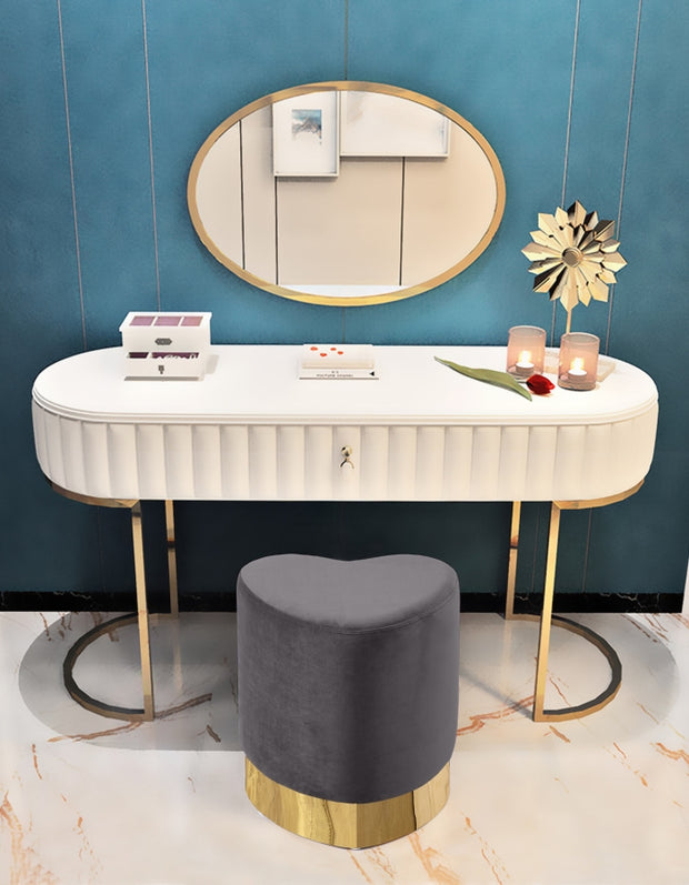 Heart Velvet Upholstered Stool