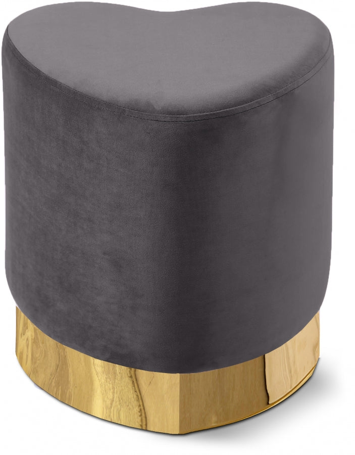 Heart Velvet Upholstered Stool