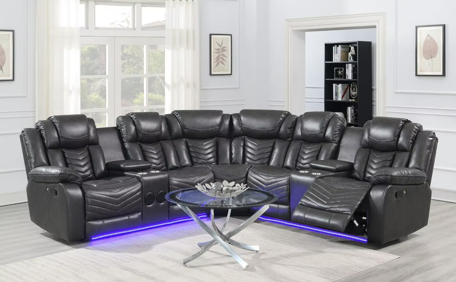 S2021 Lucky Charm Grey Recliner Sectional