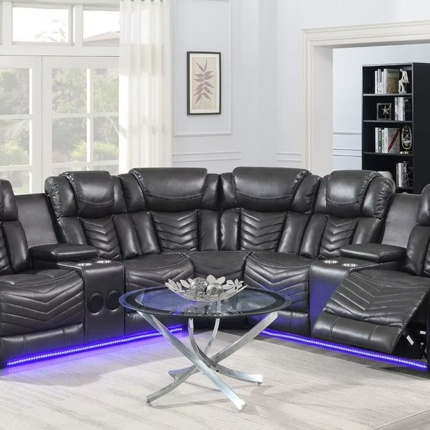 S2021 Lucky Charm Grey Recliner Sectional