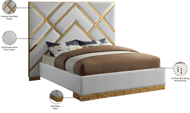 Vector Faux White Leather Bed