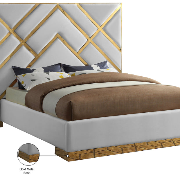 Vector Faux White Leather Bed