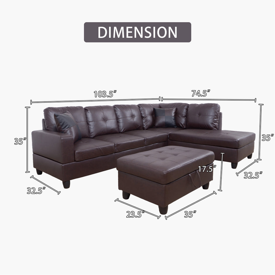 F093B PU Sectional + Ottoman Set