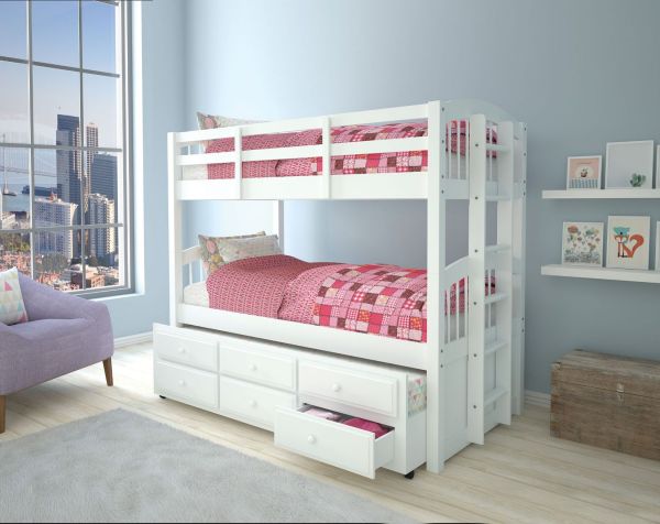 39995 Micah Twin/Twin White Bunk Bed & Trundle