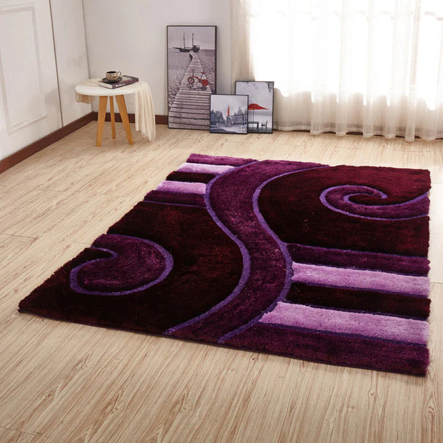 Colibri Shaggy 3D Purple Area Rug 999