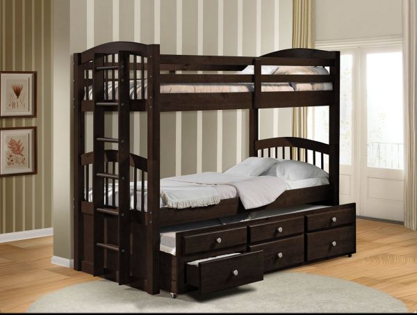 40000 Micah Litera con cama nido y camas individuales en color marrón 