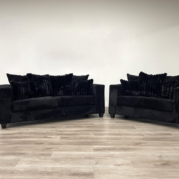 410 Black Sofa and Loveseat Set