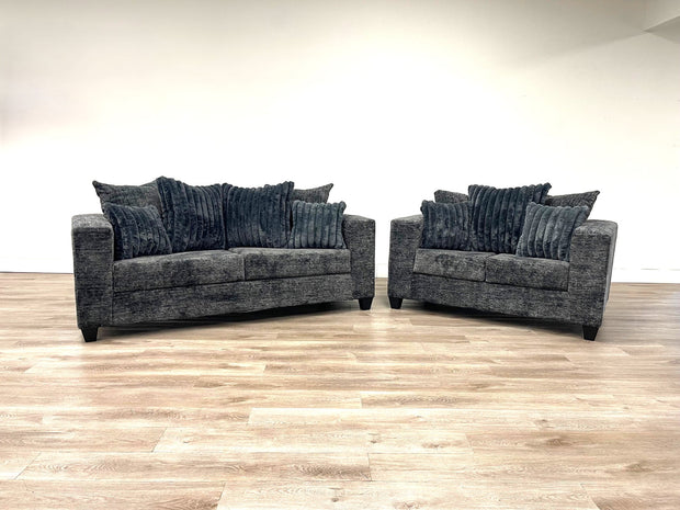 410 Charcoal Sofa and Loveseat Set