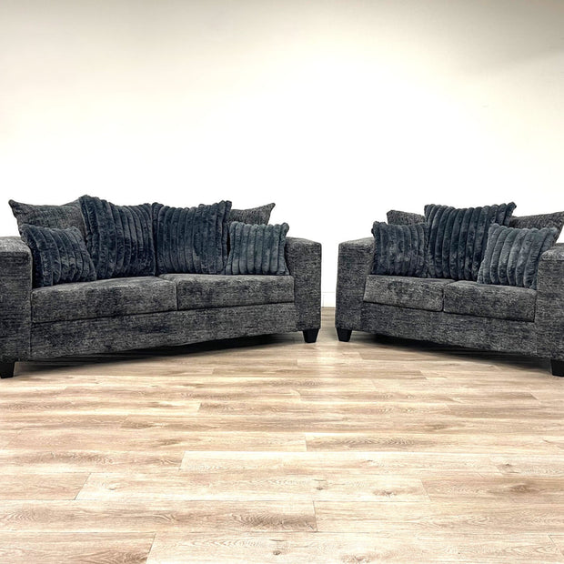 410 Charcoal Sofa and Loveseat Set