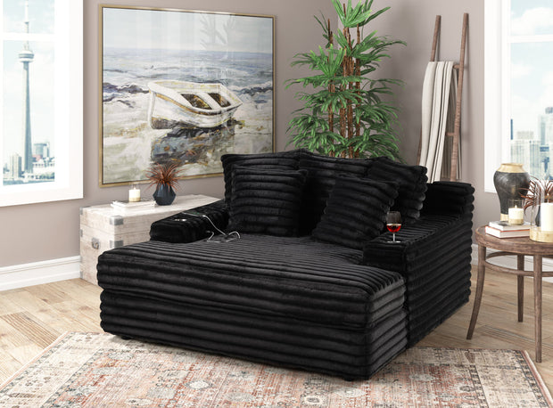 Happy Homes 4400 Black Chaise Lounge Sofa