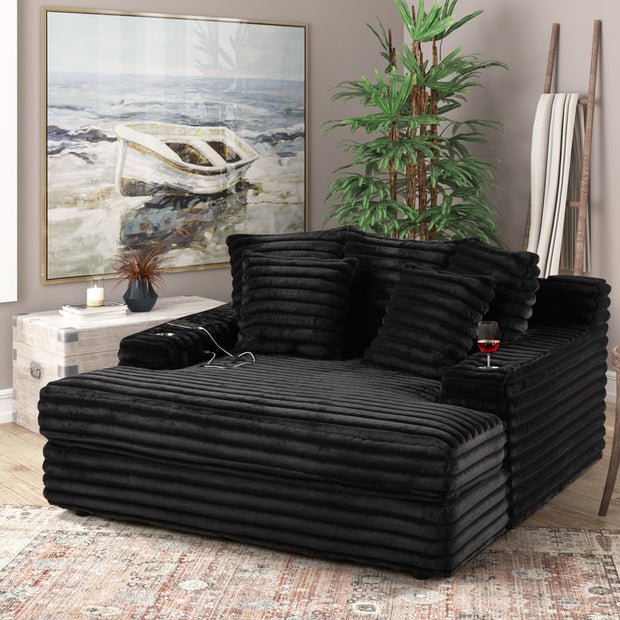 Happy Homes 4400 Black Chaise Lounge Sofa