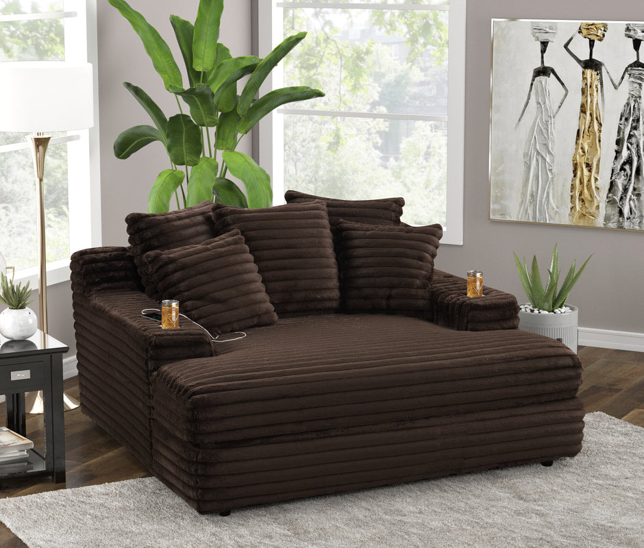 Happy Homes 4700 Brown Chaise Lounge Sofa