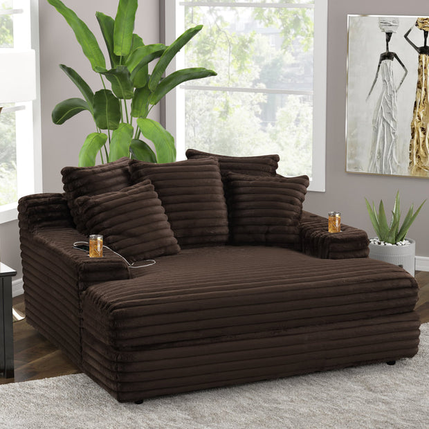 Happy Homes 4700 Brown Chaise Lounge Sofa