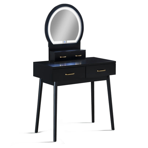 4905SET-BK CECILIA VANITY TABLE & STOOL-BLACK