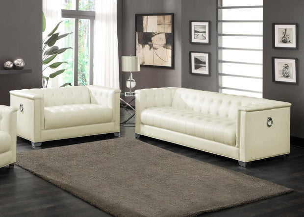 505391 Chaviano White Sofa + Loveseat Set