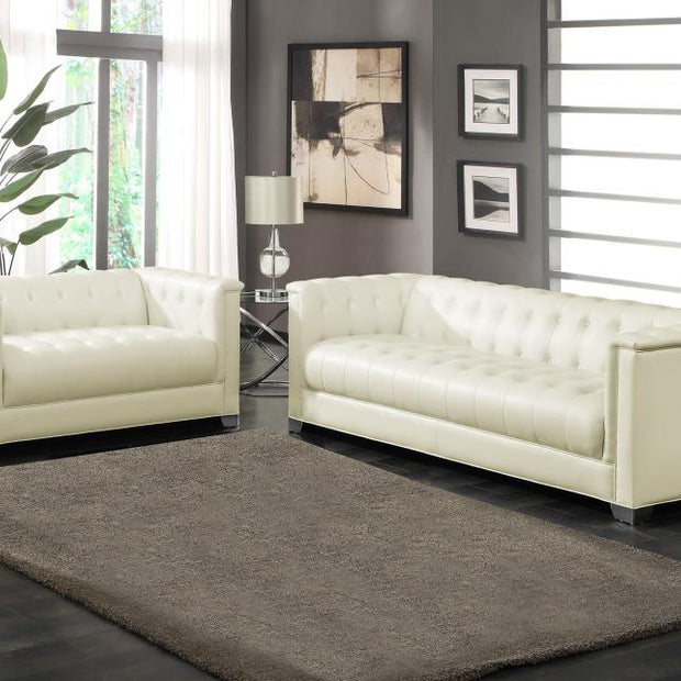 505391 Chaviano White Sofa + Loveseat Set