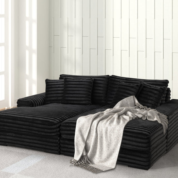 5400 Chaise Lounge Black Sofa