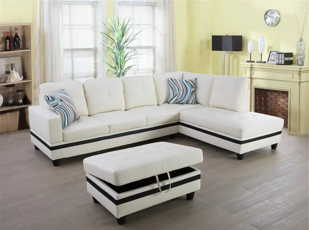 F09519B PU Sectional + Ottoman Set