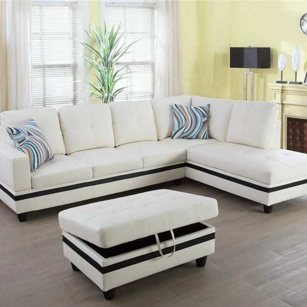 F09519B PU Sectional + Ottoman Set