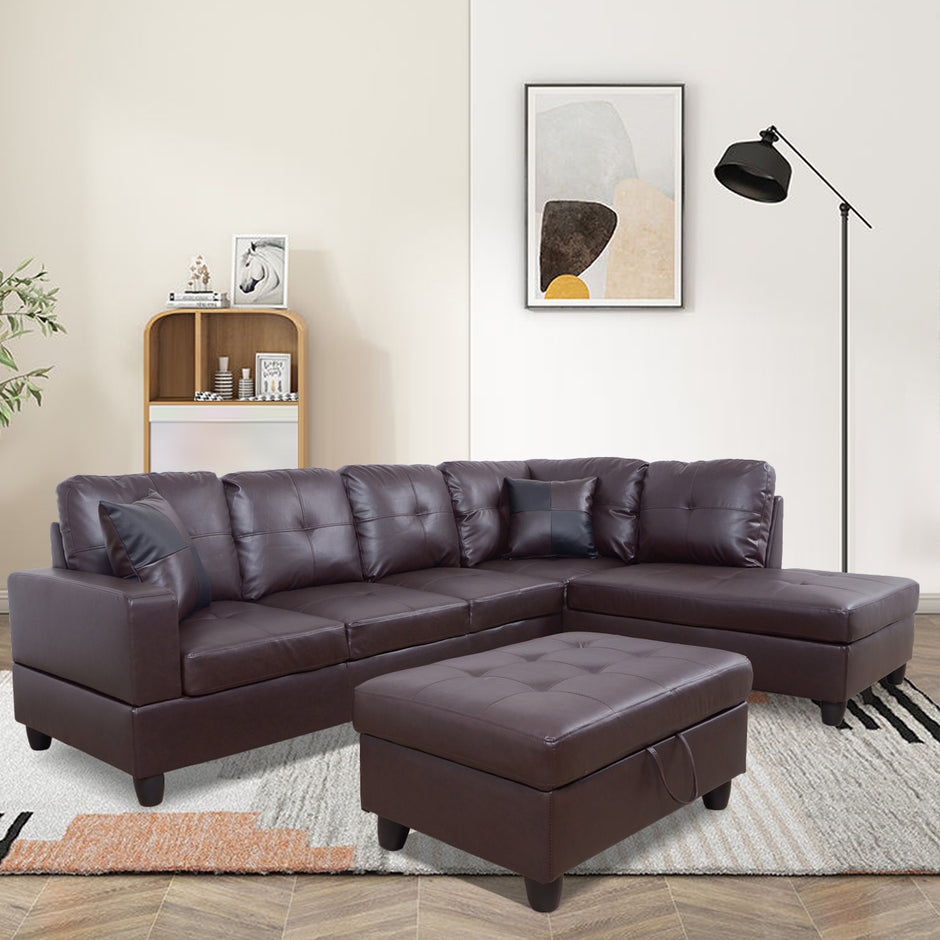 F093B PU Sectional + Ottoman Set