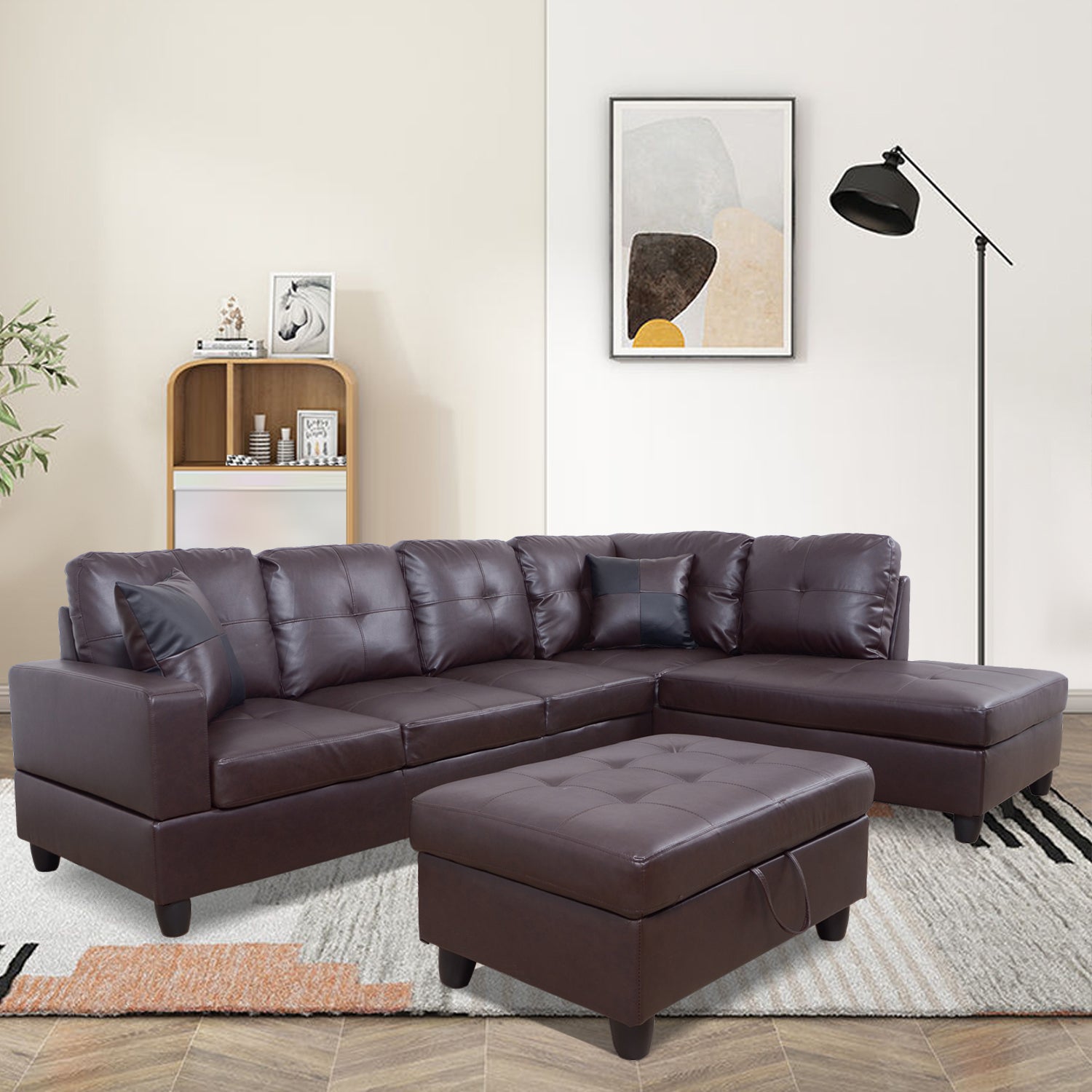 F093B PU Sectional + Ottoman Set
