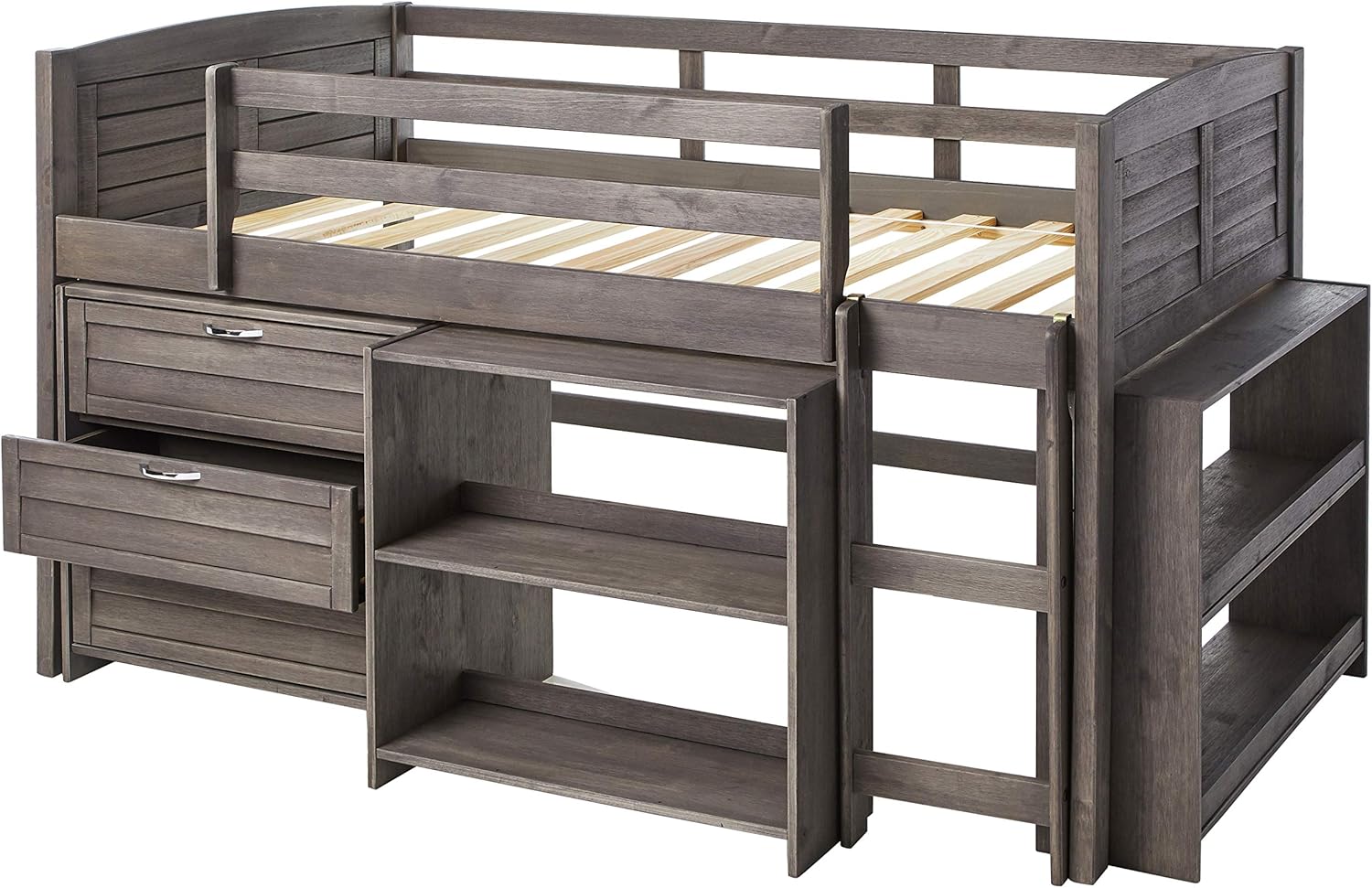 790-TAG-B Cama baja tipo loft con dos rejillas, color gris