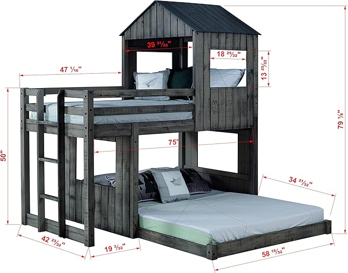 3344-TFRDG Twin/Full Campsite Loft