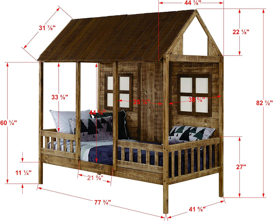 2103-TRWRS Twin Log Cabin Low Loft with Dual Drawers