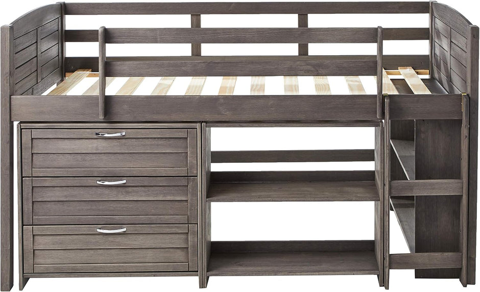 790-TAG-B Cama baja tipo loft con dos rejillas, color gris
