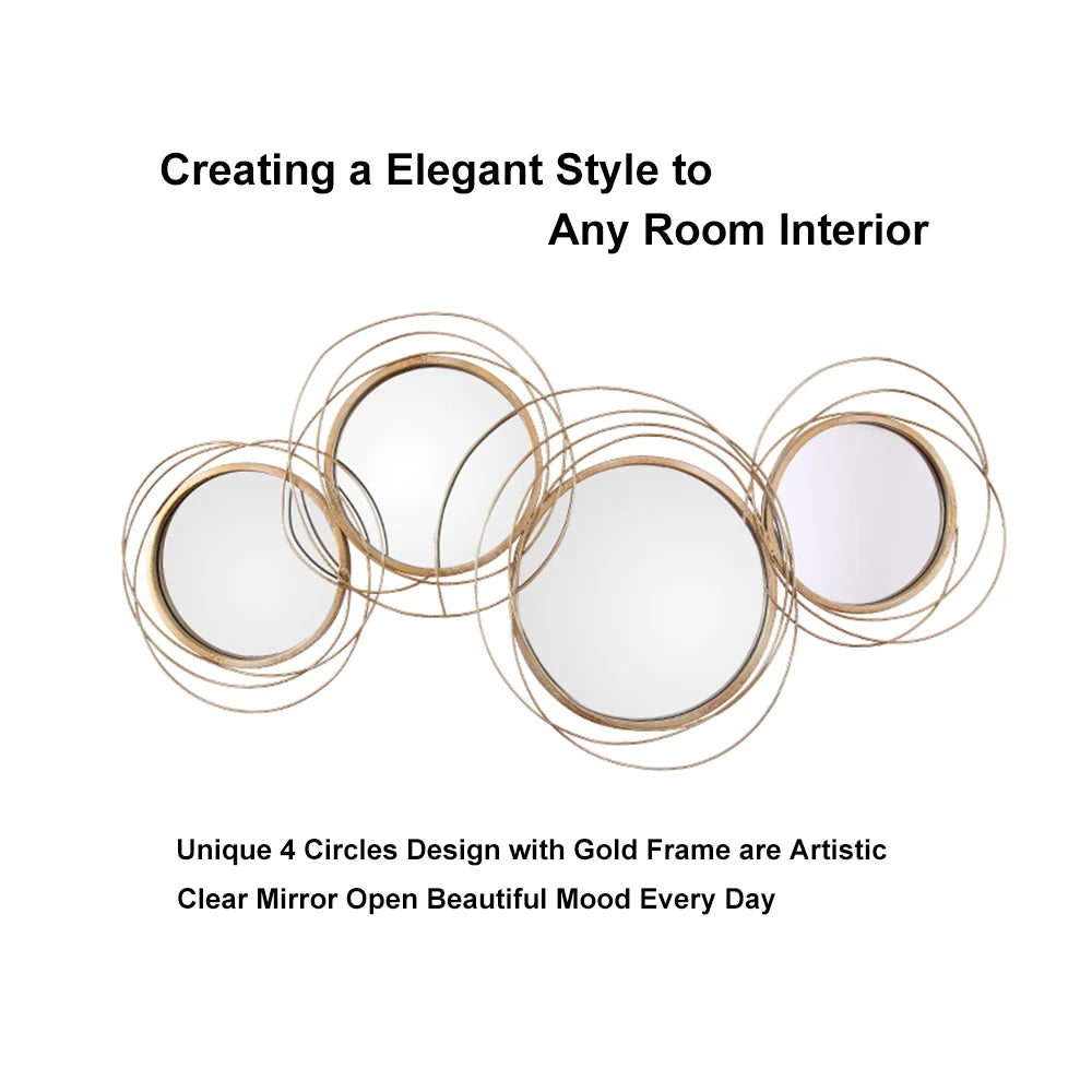 Four Rings Overlapping Wall Mirror Creative 3D Overlapping 4 Rings Metal Decor – Divine Decor ...