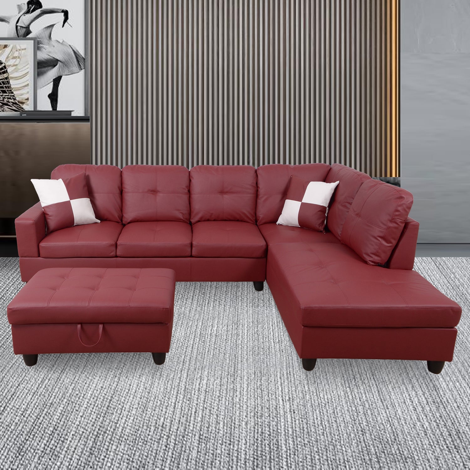 F094B PU Sectional + Ottoman Set