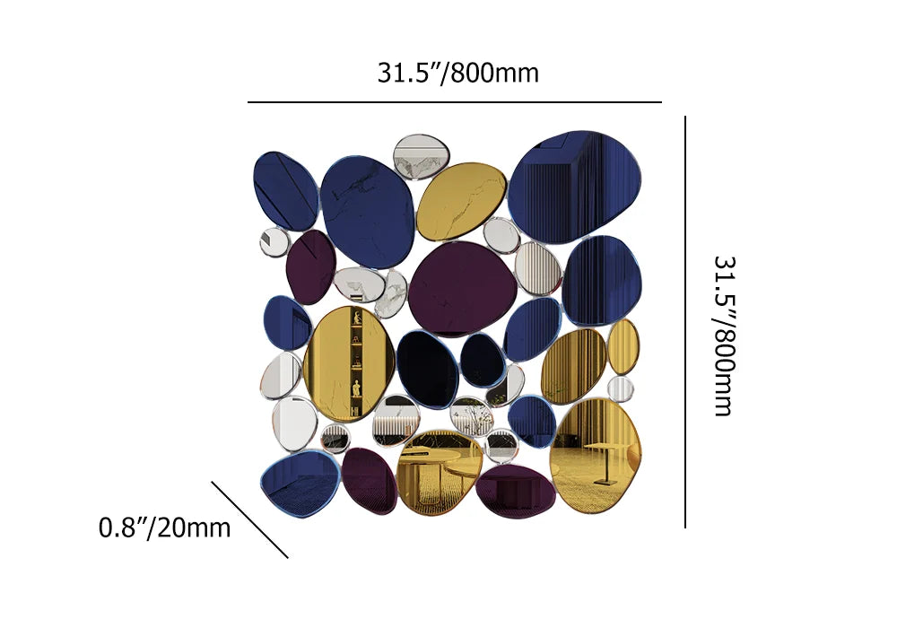 Abstract Irregular Colorful Pebble Wall Mirror